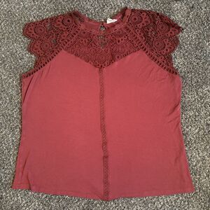 Perch‎ Blu Pepper 3XL Womens Blouse Top Boho Floral Crochet Hippie 3X Salmon